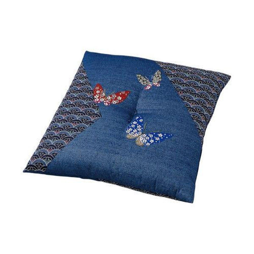 座布団 蝶(紺)55*59カバー(銘仙判)/業務用/新品/小物送料対象商品