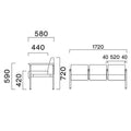 業務用椅子 CRES(クレス) ソファー バストンEH 幅1720×奥行580×高さ720(mm) シート高420 肘高590(mm) /業務用/新品/送料無料