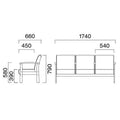 業務用椅子 CRES(クレス) ソファー カームEH 幅1740×奥行660×高さ790(mm) シート高390 肘高580(mm) /業務用/新品/送料無料