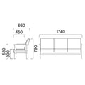 業務用椅子 CRES(クレス) ソファー カームEW 幅1740×奥行660×高さ790(mm) シート高390 肘高580(mm) /業務用/新品/送料無料