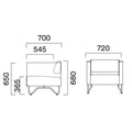 業務用椅子 CRES(クレス) ソファー クルクスW 幅720×奥行700×高さ680(mm) シート高365 肘高650(mm)/業務用/新品/送料無料