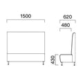 業務用椅子 CRES(クレス) 二人掛けソファー マルトルN 幅1500×奥行620×高さ1300(mm) シート高430(mm)/業務用/新品/送料無料