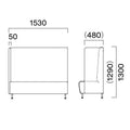 業務用椅子 CRES(クレス) 二人掛け右側パネルソファー マルトルNR 幅1530×奥行620×高さ1300(mm) シート高430(mm)/業務用/新品/送料無料