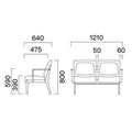 業務用椅子 CRES(クレス) ソファー モルティNH 幅1210×奥行640×高さ800(mm) シート高390 肘高590(mm) /業務用/新品/送料無料