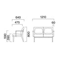 業務用椅子 CRES(クレス) ソファー モルティNW 幅1210×奥行640×高さ800(mm) シート高390 肘高590(mm) /業務用/新品/送料無料