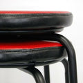パイプ丸スツール 4脚セット RED 【テンポスオリジナル】 座面：直径330×脚奥行440×高さ450(mm) 1年保証/業務用/新品/送料無料
