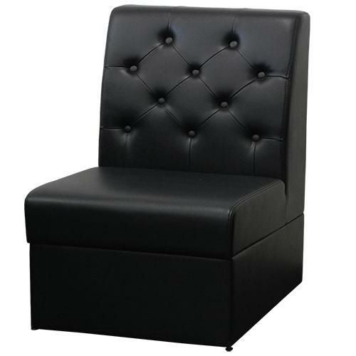 ボックスソファ ボタン留め W500 ブラックレザー 【テンポスオリジナル】 幅500×奥行650×高さ800、シート高380(mm) 1年保証/業務用新品/送料無料