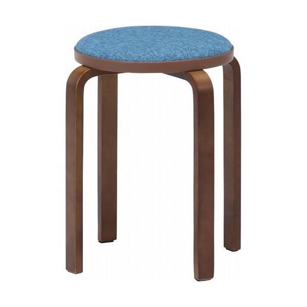 KDファブリック曲木スタッキングスツール ブルー/ブラウ /業務用/新品/送料別