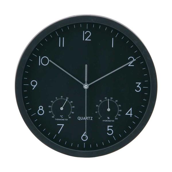 掛時計温湿度計付 ベゼル Φ２５cm ＢＫ EG6910ATH-YP21 3個入/業務用/新品/送料別