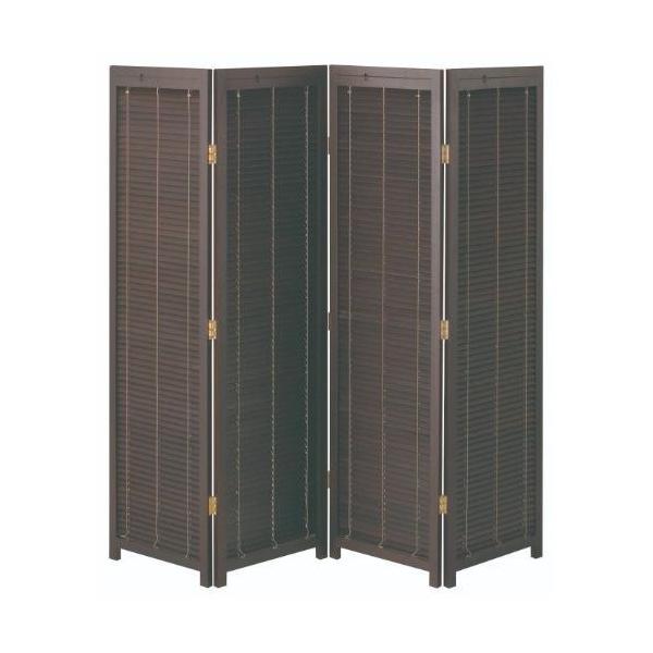 6-094-06/ブラインド衝立 4連 ブラウン 約幅45×奥行2.5×高さ172cm 4枚/業務用/新品/送料無料