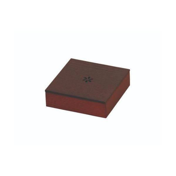 6-063-01/SB 正角菓子入れ タモ ブラウン/花模様 約幅12×奥行12×高さ3.6cm(身内寸約幅11.2×11.2×高さ2.65cm)/業務用/新品/小物送料対象商品
