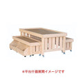 6-031-02/ひのき平台什器(小)キヤスター付 無塗装 約幅150×奥行90×高さ45cm/業務用/新品/送料無料